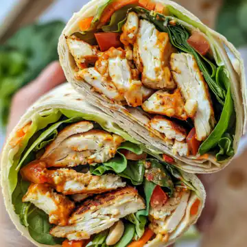 Thai Peanut Chicken Wraps taken with iphone 15 pro max --iw 2 --ar 4:5 --v 6.0 --raw
