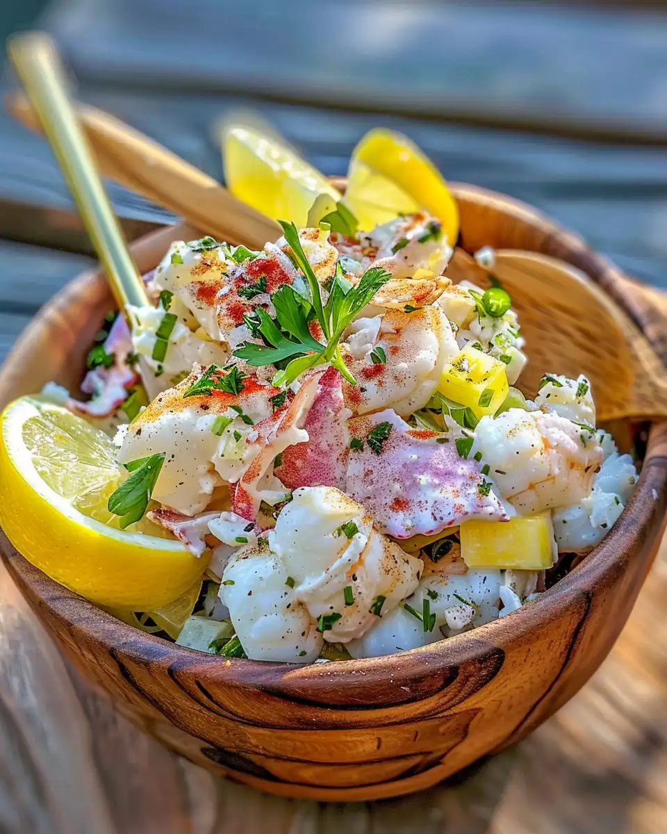Ingredients for crab salad including lemon, chives, and Old Bay seasoning