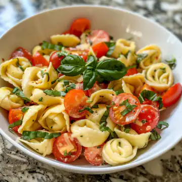 Tortellini Caprese Pasta Salad taken with iphone 15 pro max --iw 2 --ar 4:5 --v 6.0 --raw