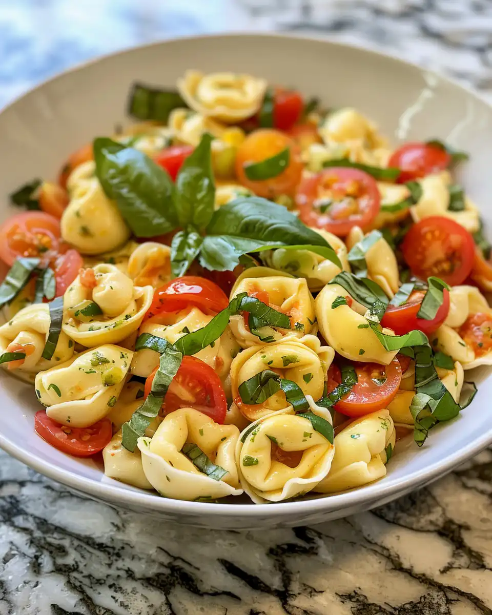 Ingredients prepared for tortellini caprese salad including tomatoes and mozzarella