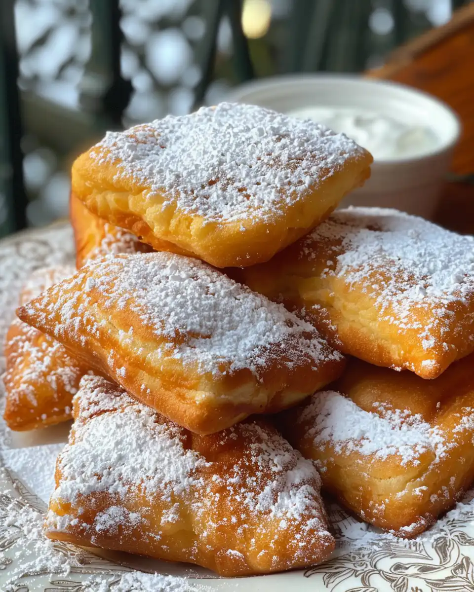 Freshly fried French beignets served with powdered sugar
